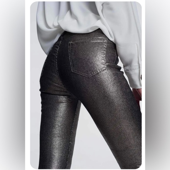 SILVER SNAKESKIN SNAKE JEANS PANTS MADE IN ITALY - Picture 5 of 10